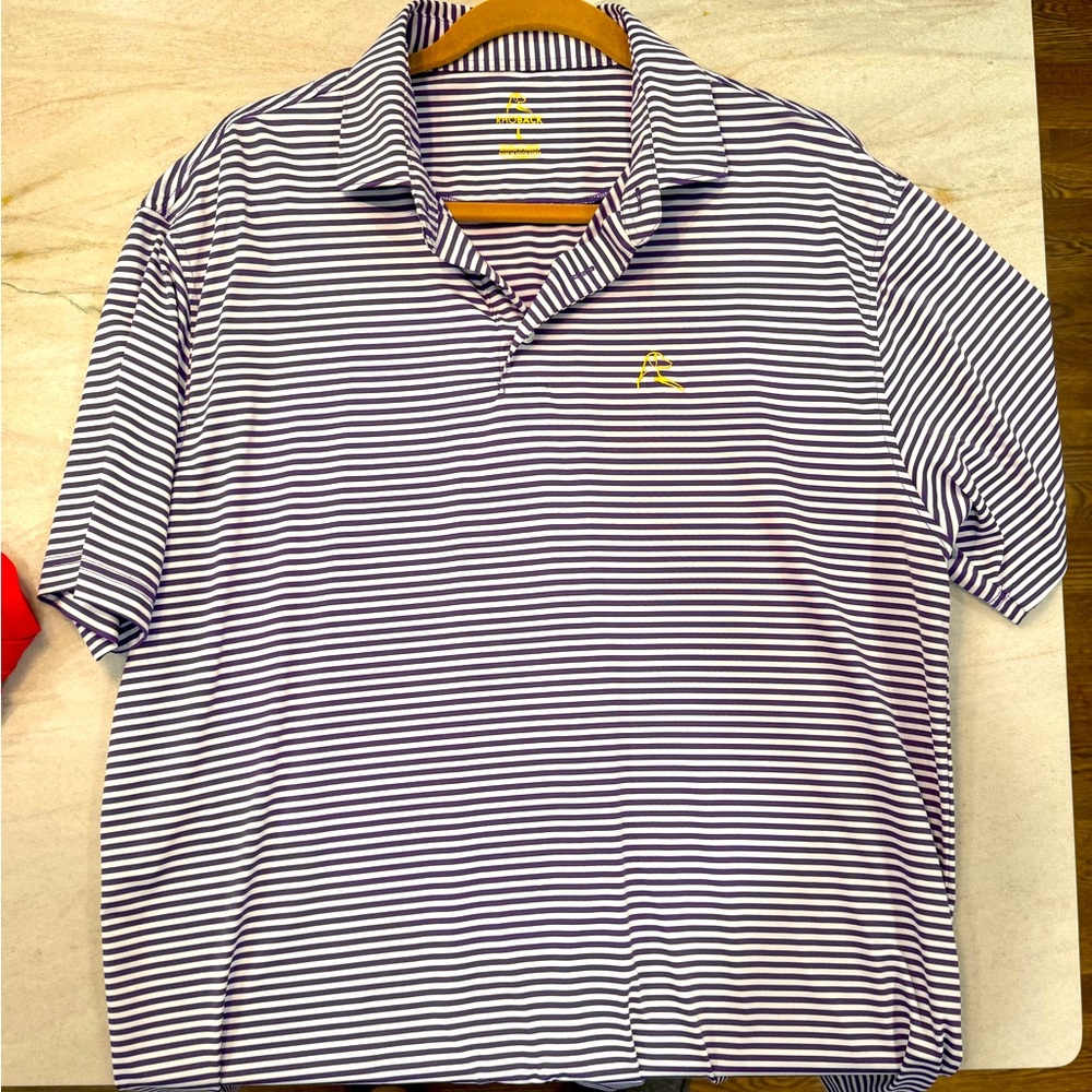 Large Rhoback purple stripe golf shirt